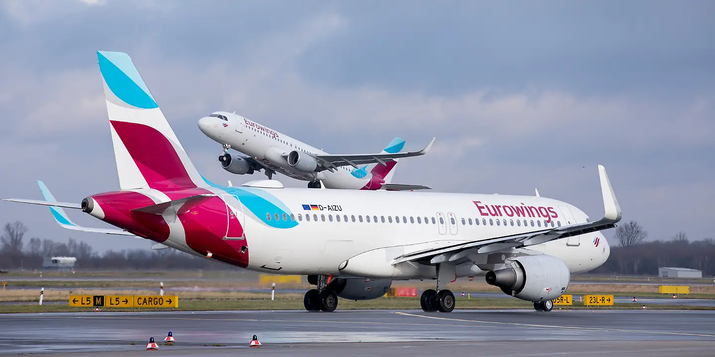 Eurowings, Flugzeug, Startbahn, Flughafen