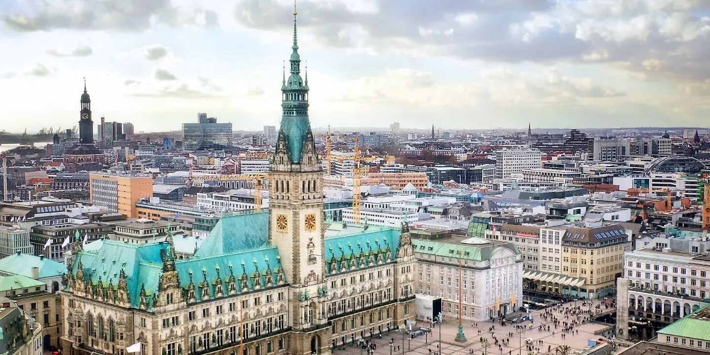 Rathaus Hamburg Rathausmarkt Luftaufnahme