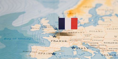Frankreichflagge auf Landkarten