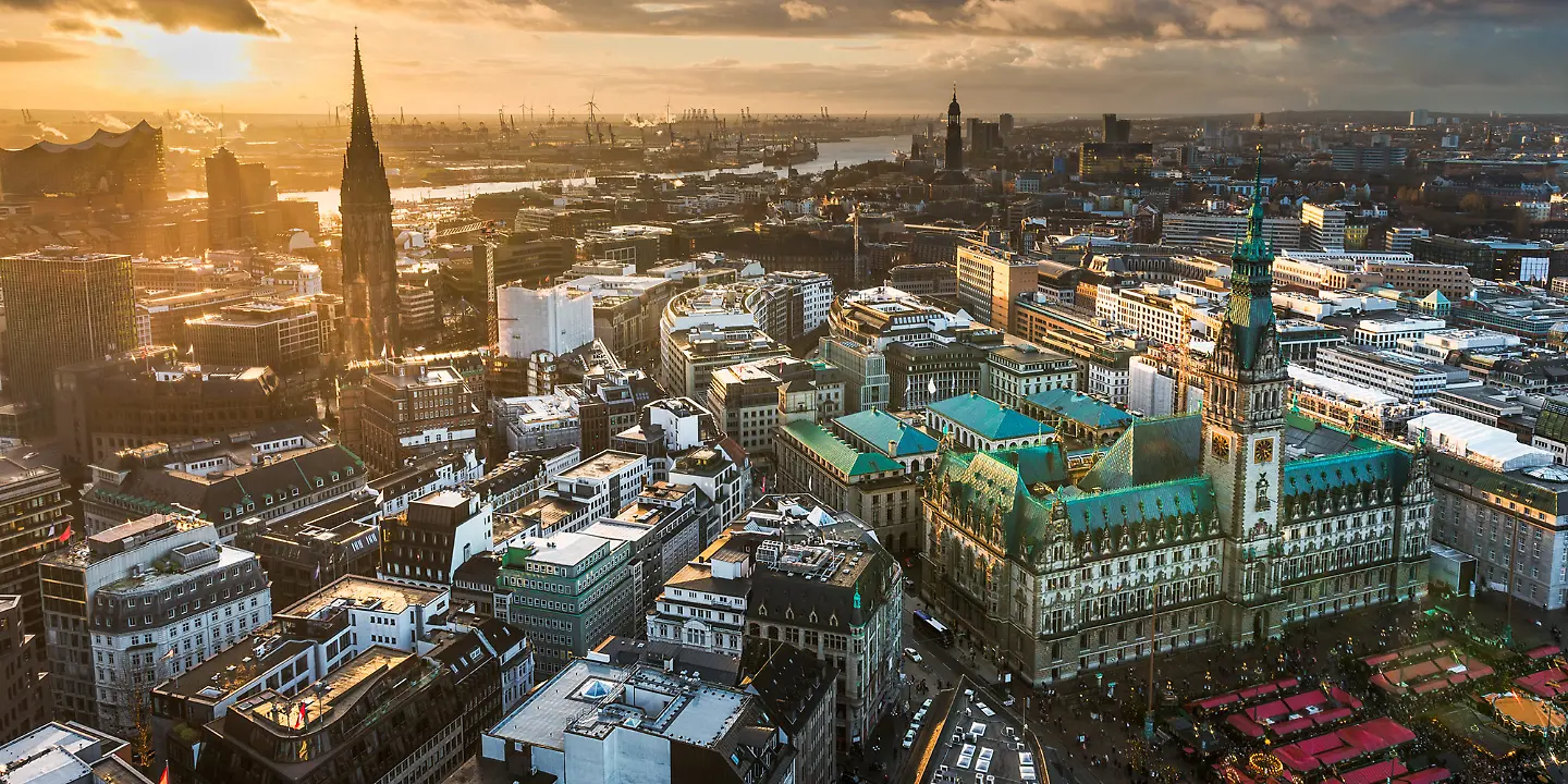 Hamburg, Rathaus, Luftaufnahme