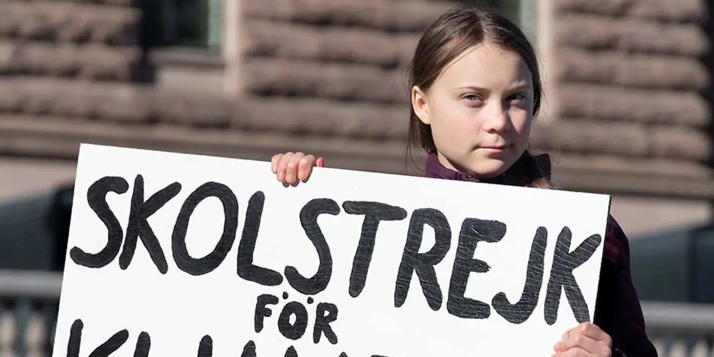 Klimaaktivistin Greta Thunberg bei ihrem Schulstreik