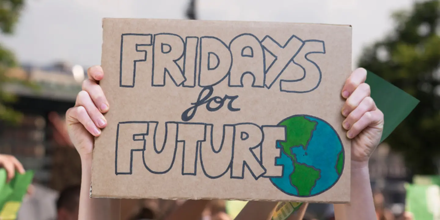 Fridays for Future Plakat wird hochgehalten