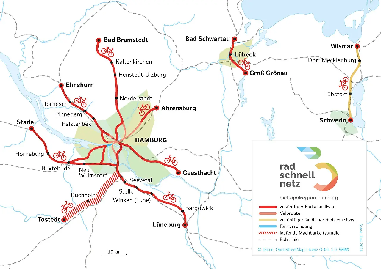 Radschnellnetz, Machbarkeitsstudie, Karte